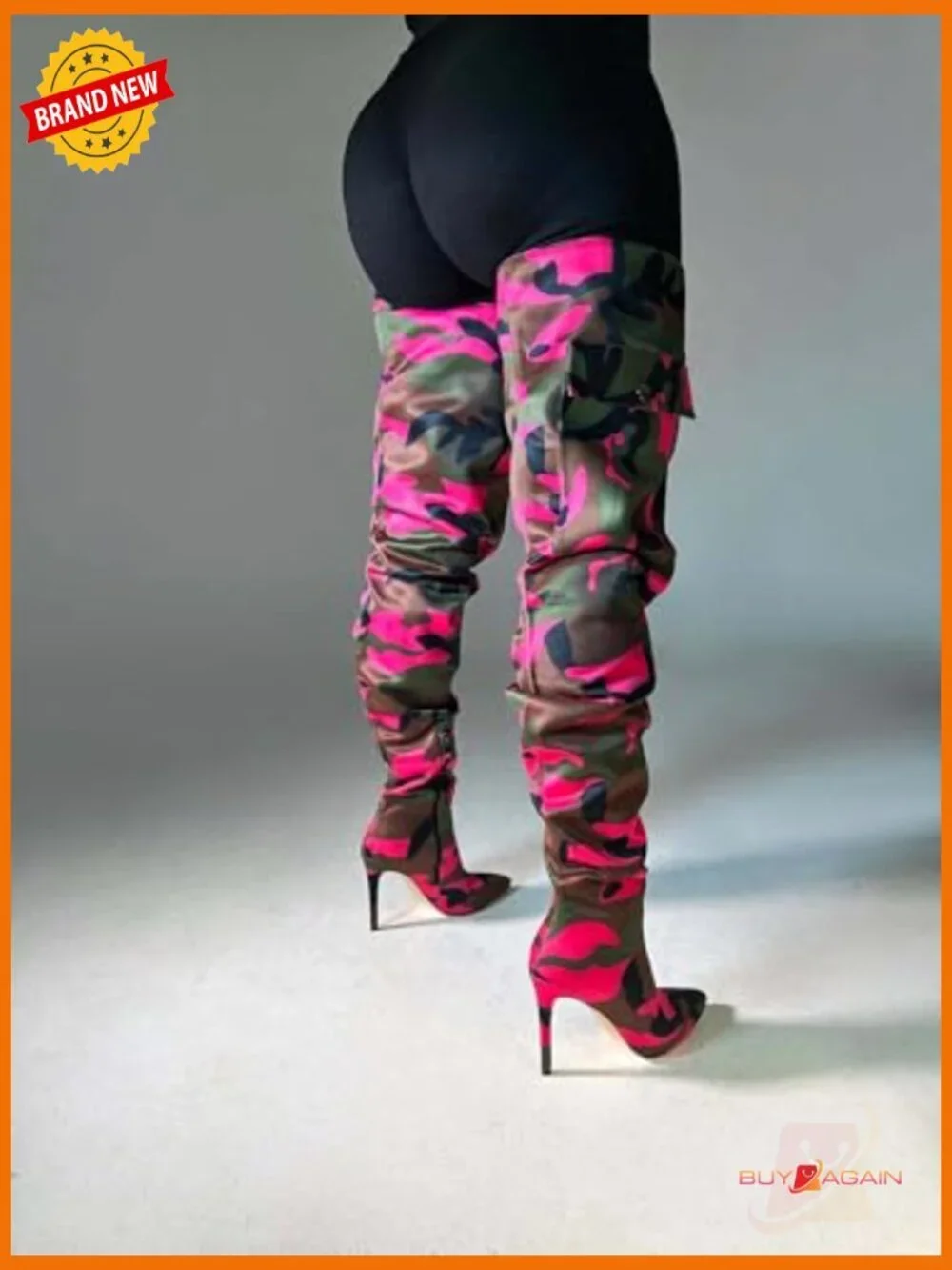 Camo Thigh High Over the Knee Boots with 3.9